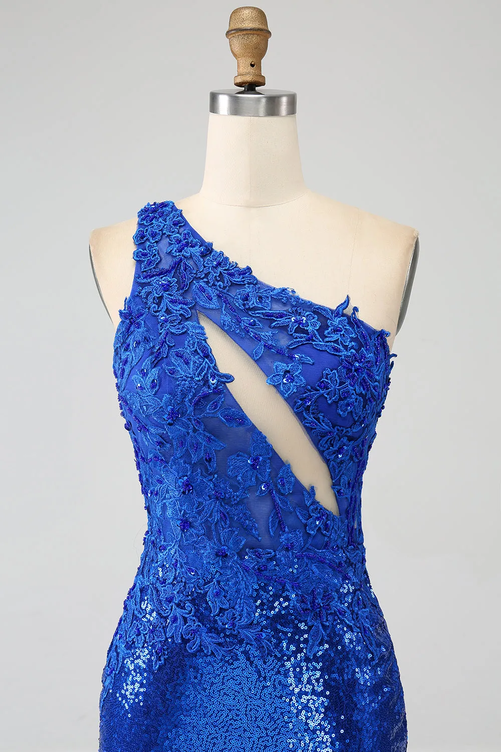 One Shoulder Royal Blue Mermaid Prom Dress with Slit sold by Zapaka product image thumbnail 4