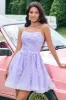 Cute Glitter Lilac A Line Sequins Short Lace Up Back Homecoming Dress with Appliques sold by Zapaka