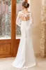 White Mermaid Long Sleeves Wedding Dress sold by Zapaka