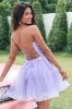 Cute Glitter Lilac A Line Sequins Short Lace Up Back Homecoming Dress with Appliques sold by Zapaka