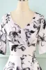 V Neck Half Sleeves White Printed Vintage Dress sold by Zapaka