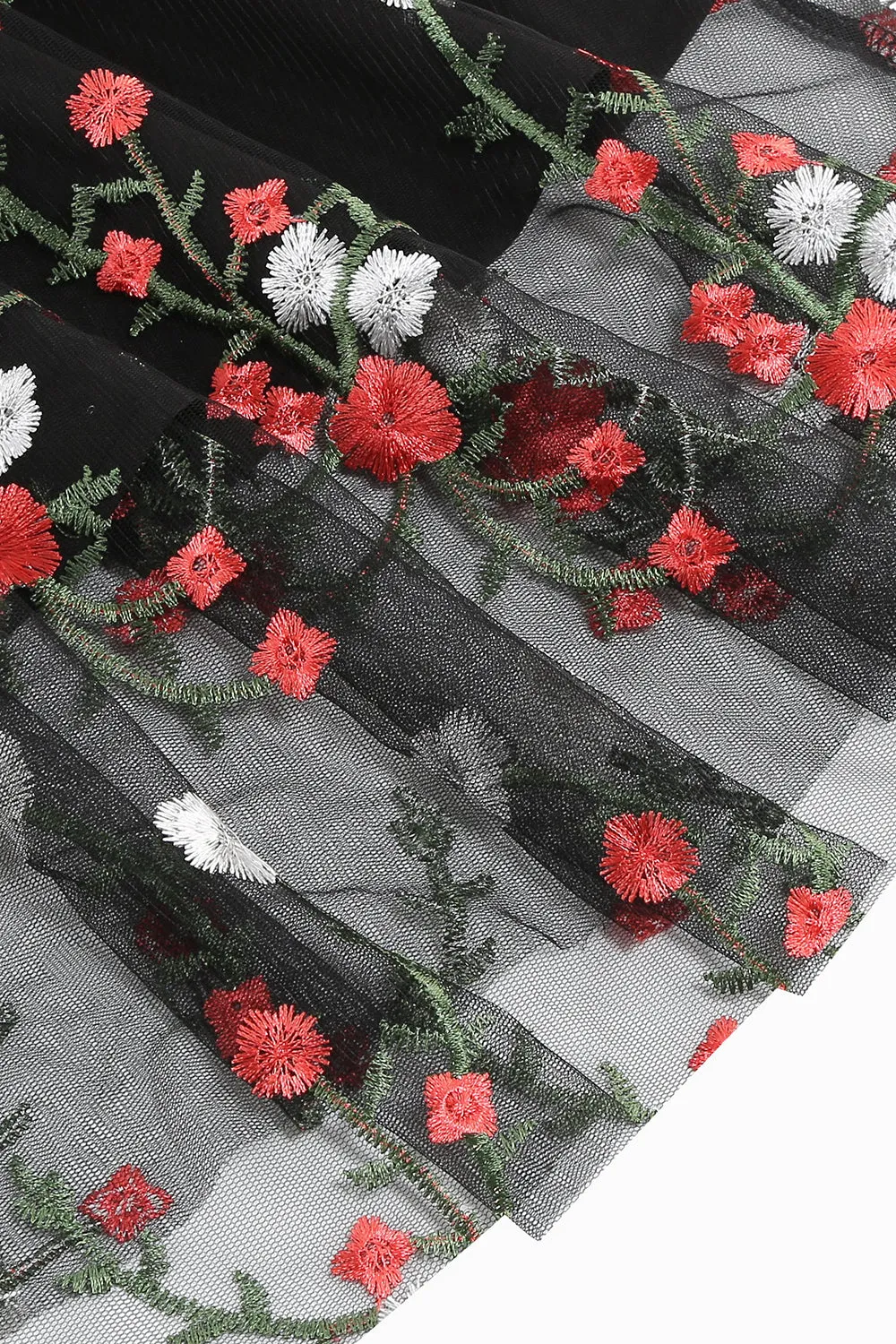 Black Vintage 1950s Dress with Embroidery sold by Zapaka product image thumbnail 4