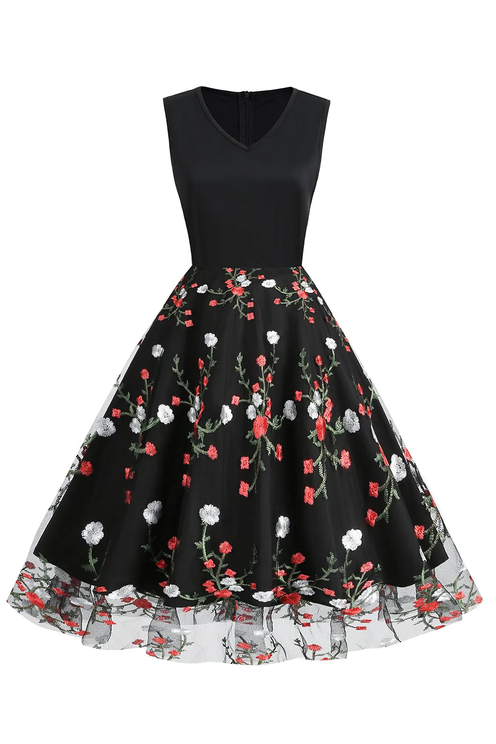 Black Vintage 1950s Dress with Embroidery sold by Zapaka