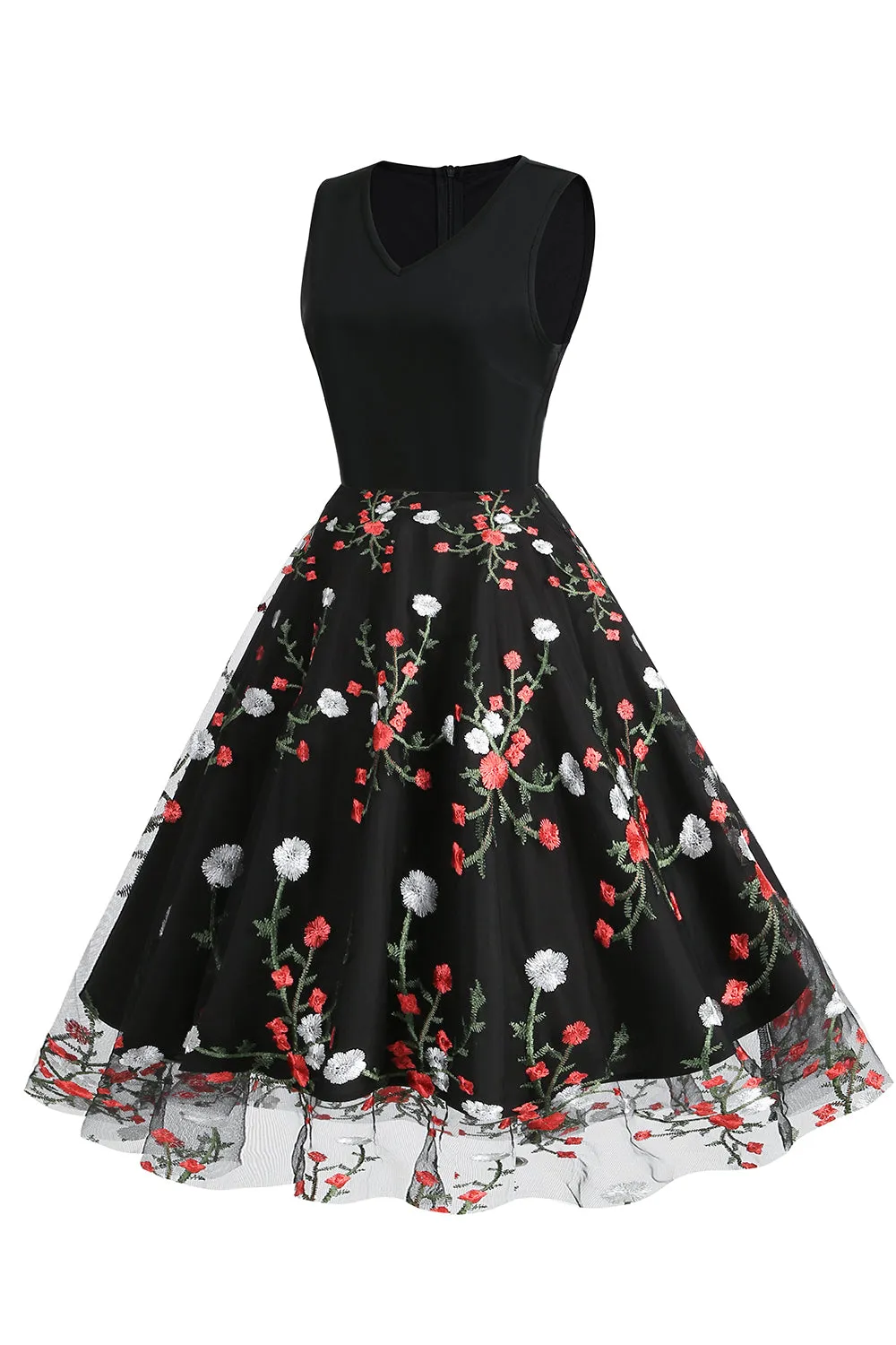 Black Vintage 1950s Dress with Embroidery sold by Zapaka product image thumbnail 3