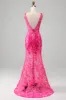 Fuchsia Mermaid Prom Dress with Sequins sold by Zapaka