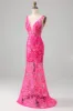 Fuchsia Mermaid Prom Dress with Sequins sold by Zapaka