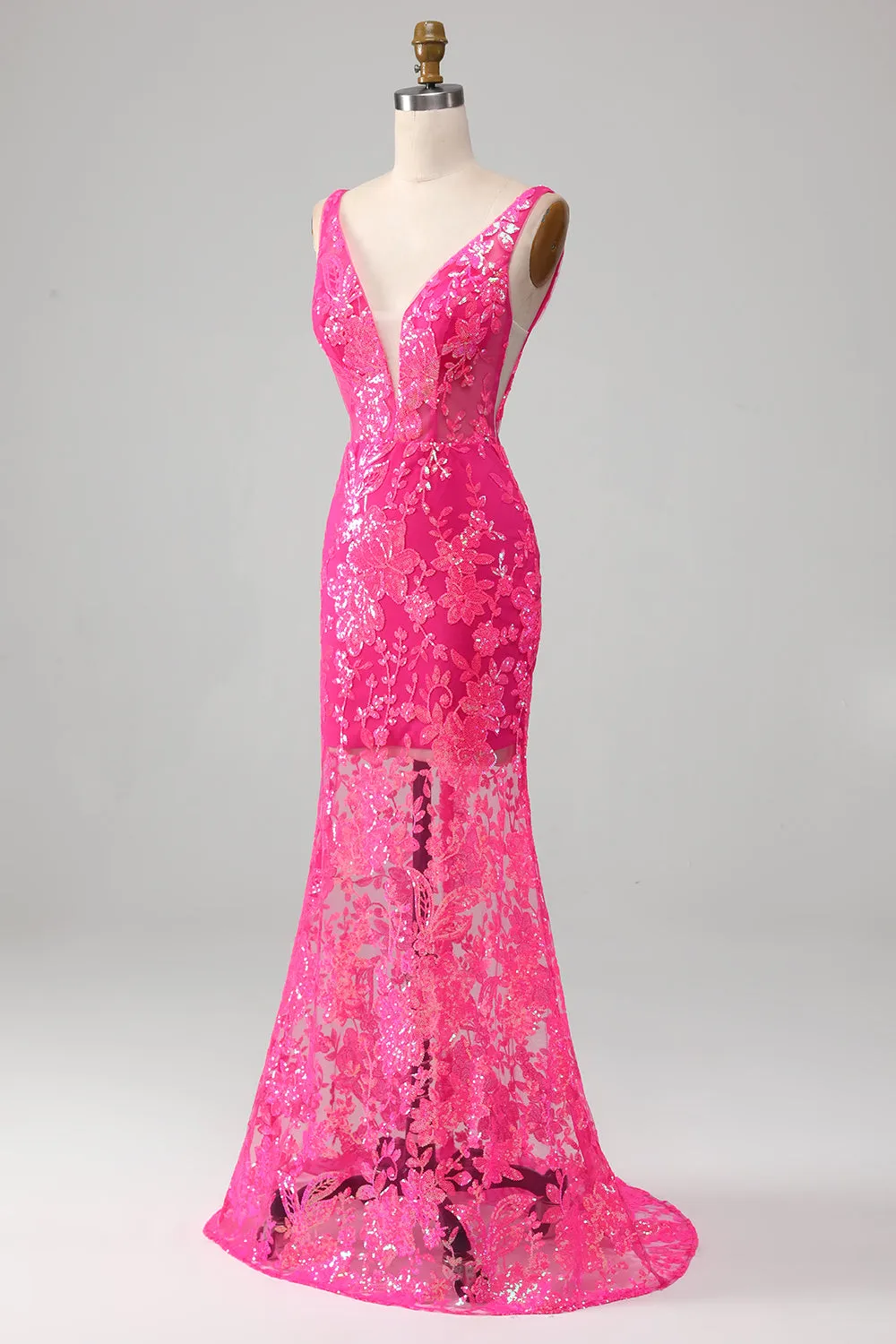 Fuchsia Mermaid Prom Dress with Sequins sold by Zapaka product image thumbnail 3