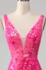 Fuchsia Mermaid Prom Dress with Sequins sold by Zapaka