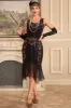 Black Sleeveless Sequins 1920s Flapper Dress with Fringes sold by Zapaka