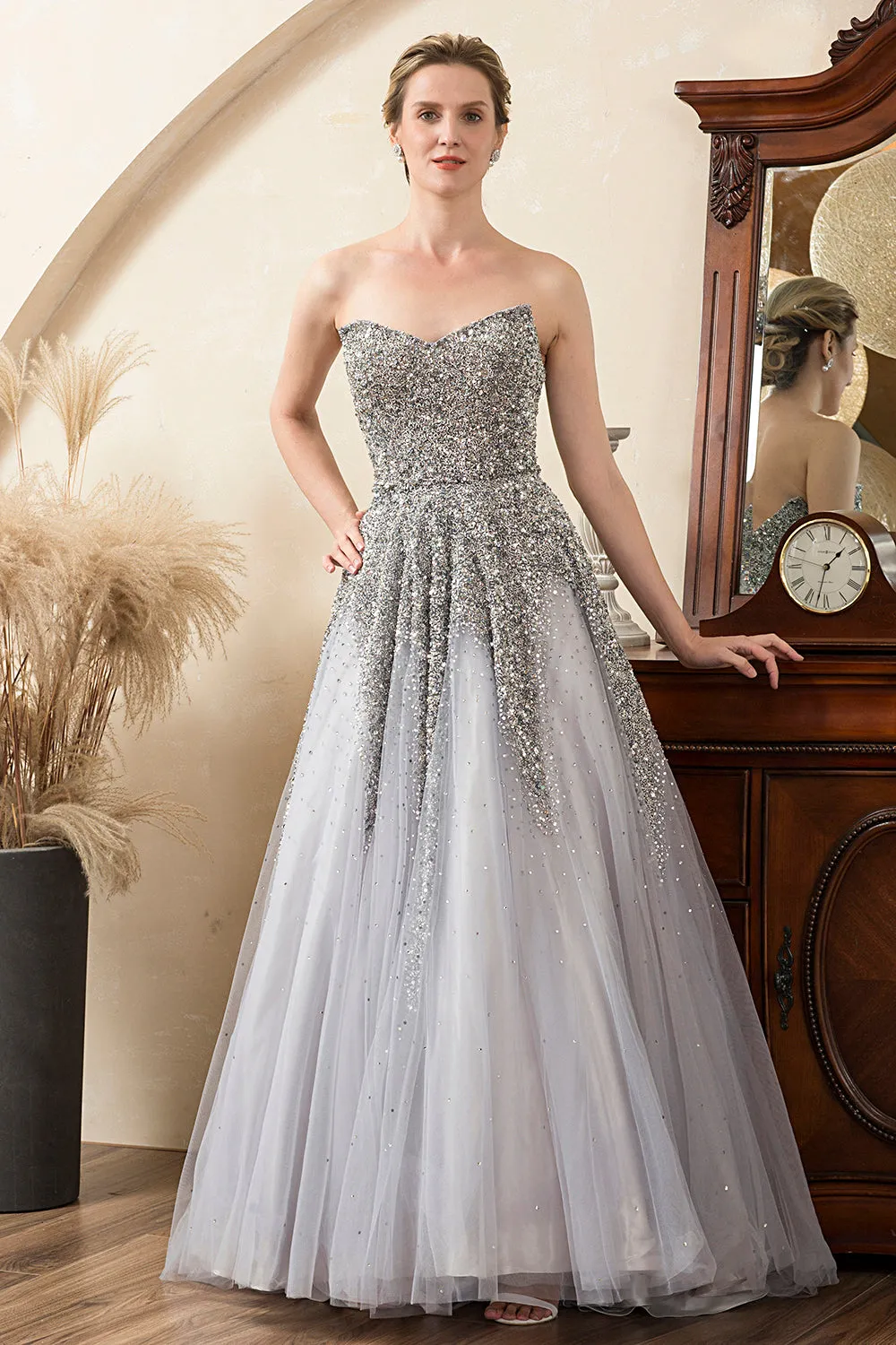 Grey Beading Sparkly Mother of Bride Dress sold by Zapaka product image thumbnail 5