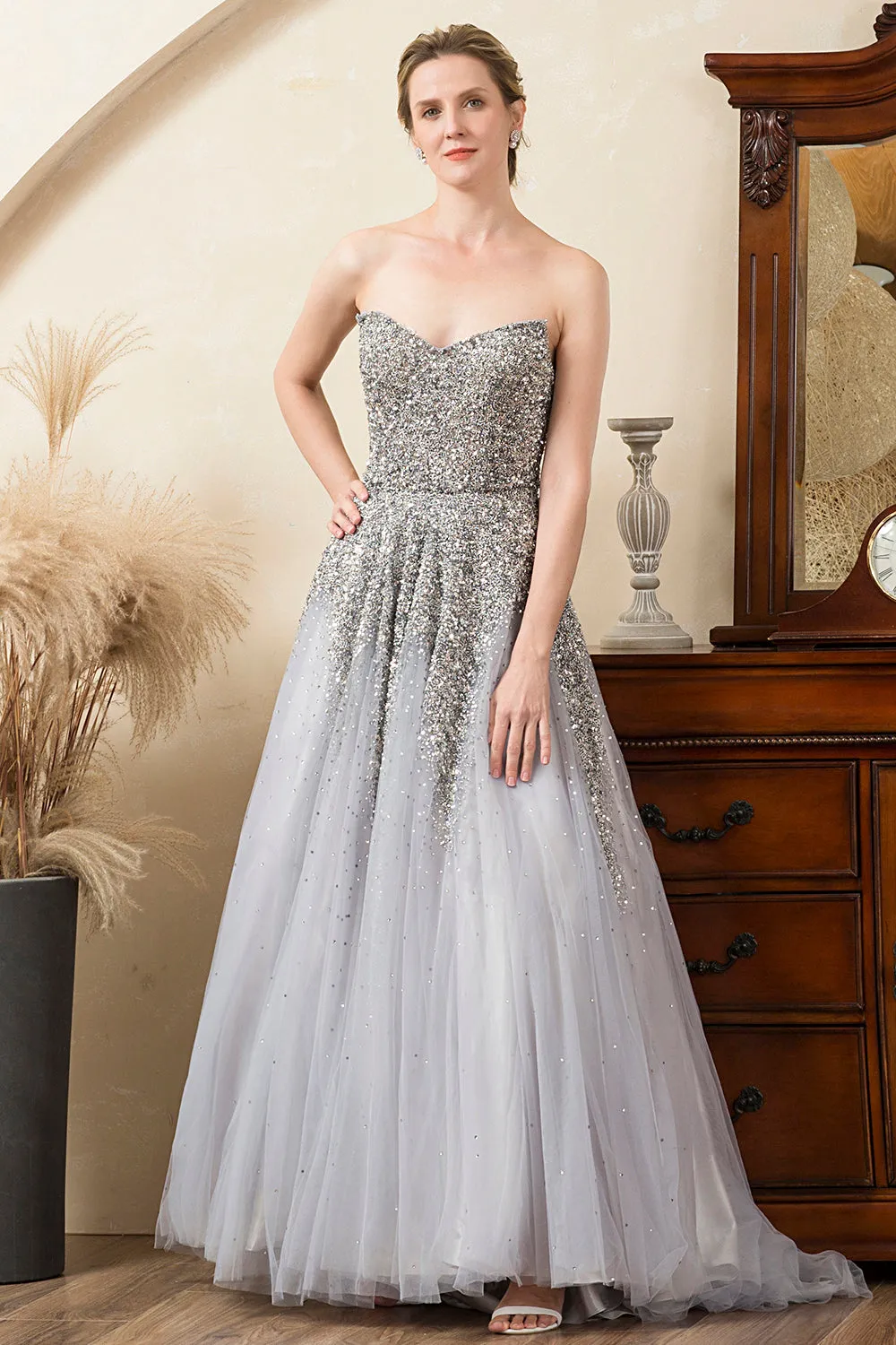 Grey Beading Sparkly Mother of Bride Dress sold by Zapaka product image thumbnail 3