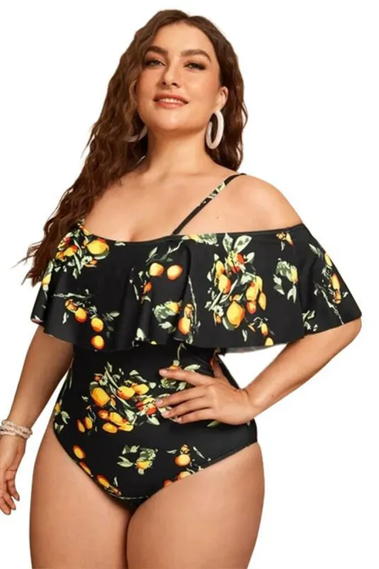 Print Plus Size One Piece High Waist Swimwear sold by Zapaka