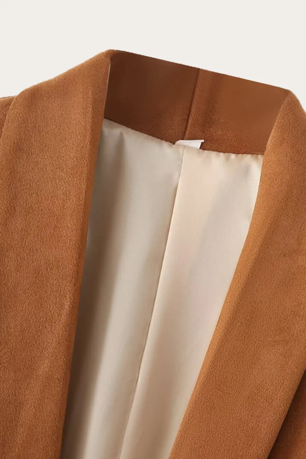 Casual Camel Shawl Lapel Open Front Women Blazer sold by Zapaka product image thumbnail 3