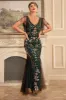 Green Golden Sequins Fringe Long 1920s Flapper Dress with Accessories Set sold by Zapaka