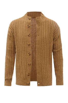 Brown Shawl Collar Button Men's Cardigan Sweater sold by Zapaka