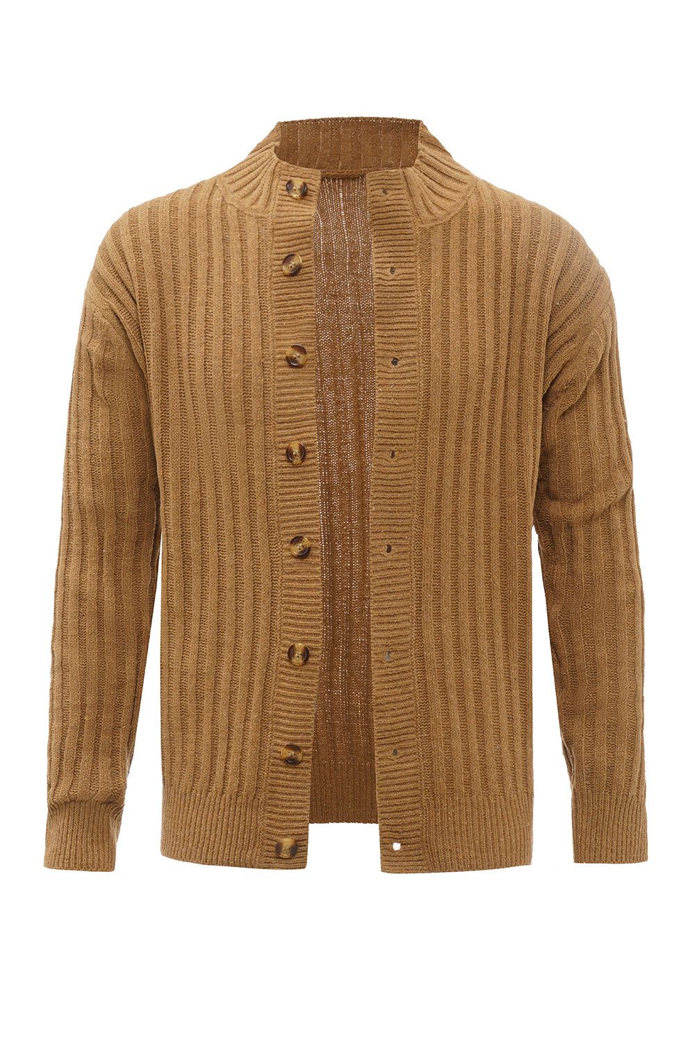 Brown Shawl Collar Button Men's Cardigan Sweater sold by Zapaka