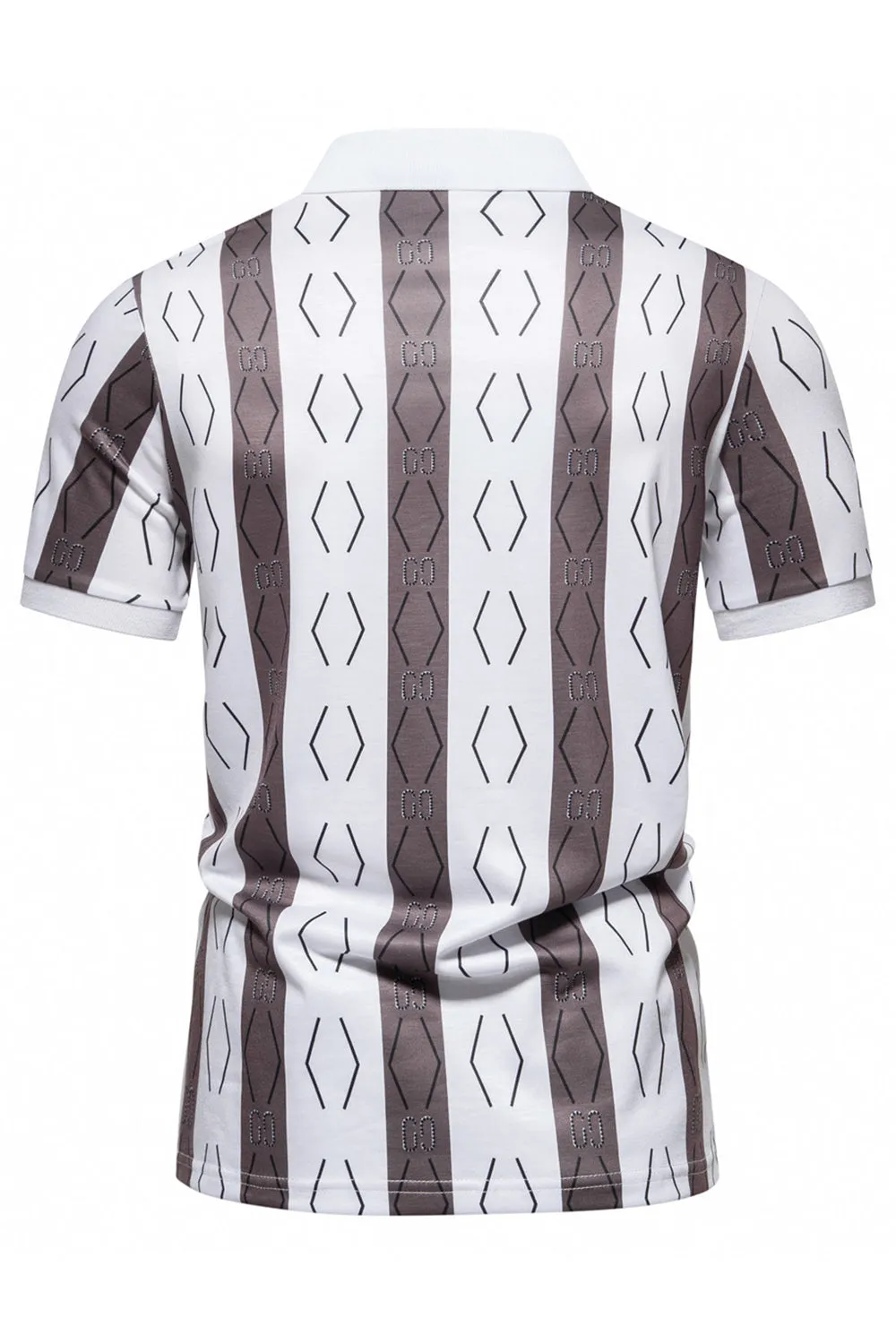 Black Pattern Printed Short Sleeves Men's Polo Shirt sold by Zapaka product image thumbnail 5