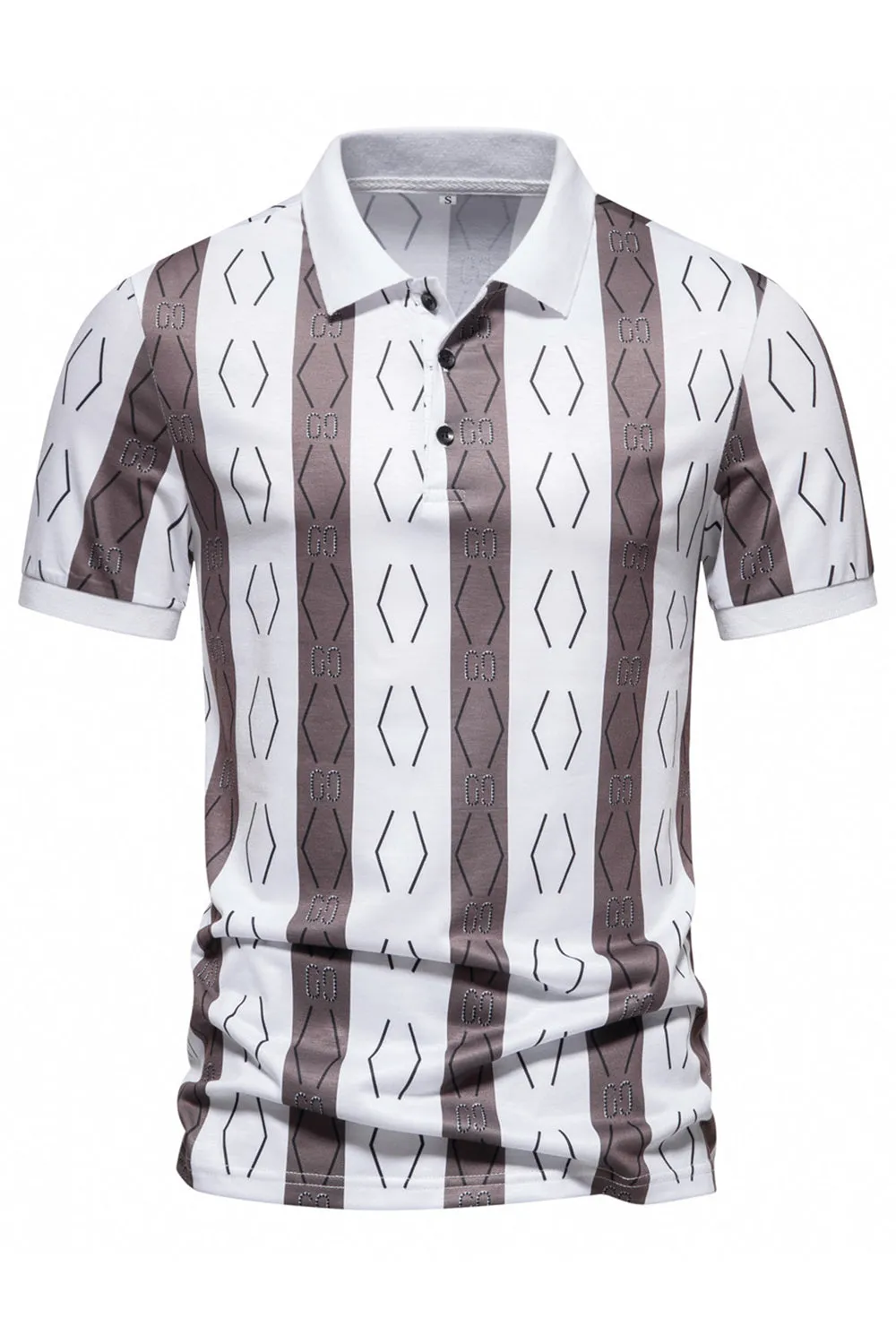 Black Pattern Printed Short Sleeves Men's Polo Shirt sold by Zapaka product image thumbnail 4
