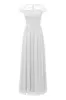 Elegant White Long Lace Dress with Cap Sleeves sold by Zapaka