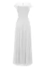 Elegant White Long Lace Dress with Cap Sleeves sold by Zapaka