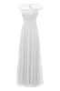 Elegant White Long Lace Dress with Cap Sleeves sold by Zapaka