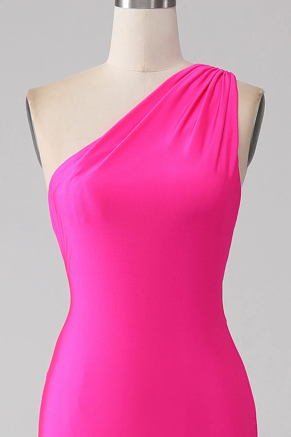 Mermaid Hot Pink One Shoulder Long Prom Dress sold by Zapaka product image thumbnail 4