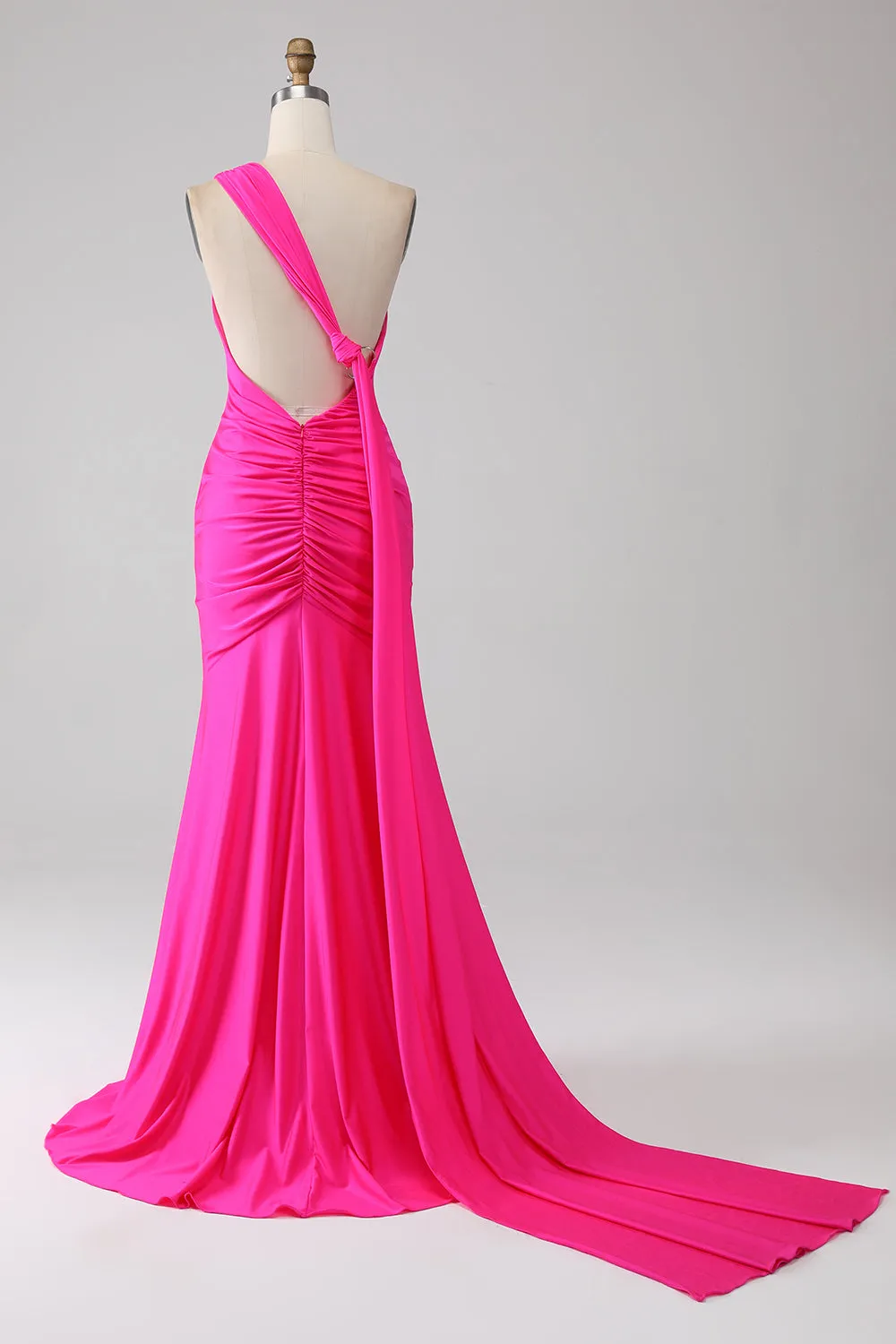 Mermaid Hot Pink One Shoulder Long Prom Dress sold by Zapaka product image thumbnail 2