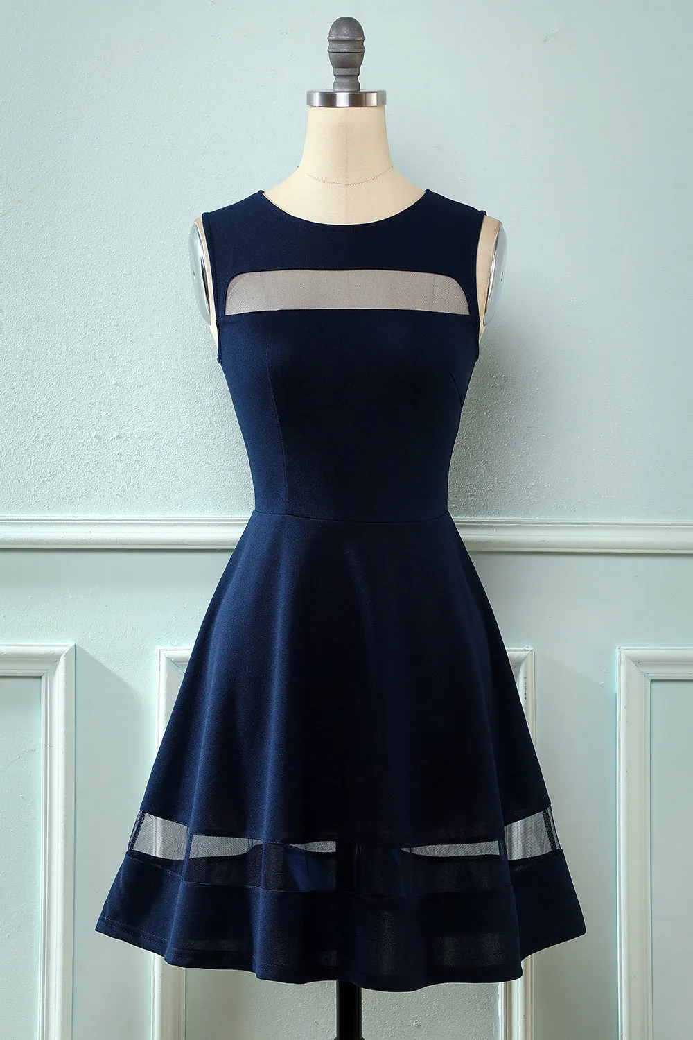 Navy Vintage 1950s Swing Dress sold by Zapaka