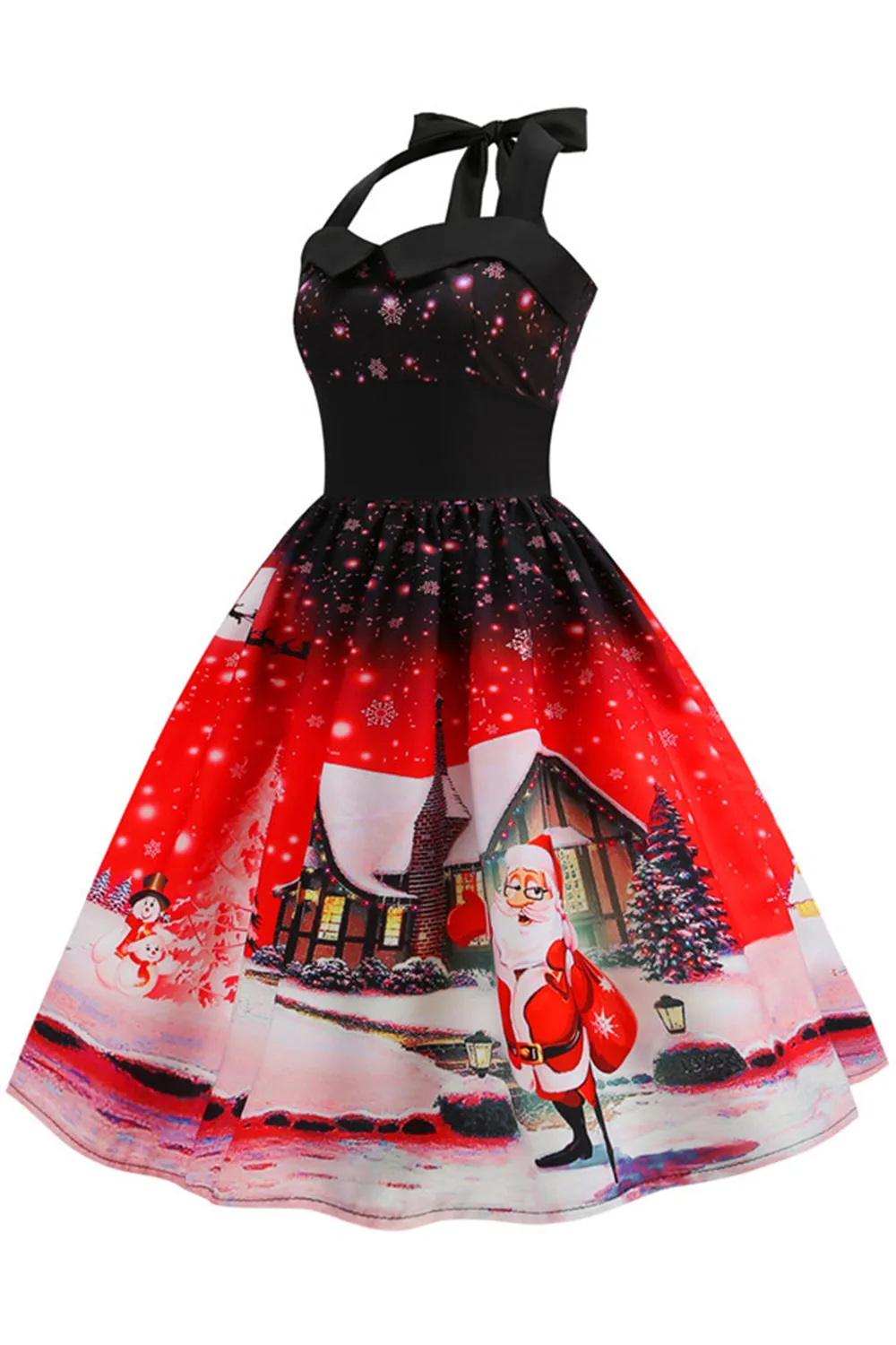 Red Christmas Halter 1950s Dress sold by Zapaka product image thumbnail 3