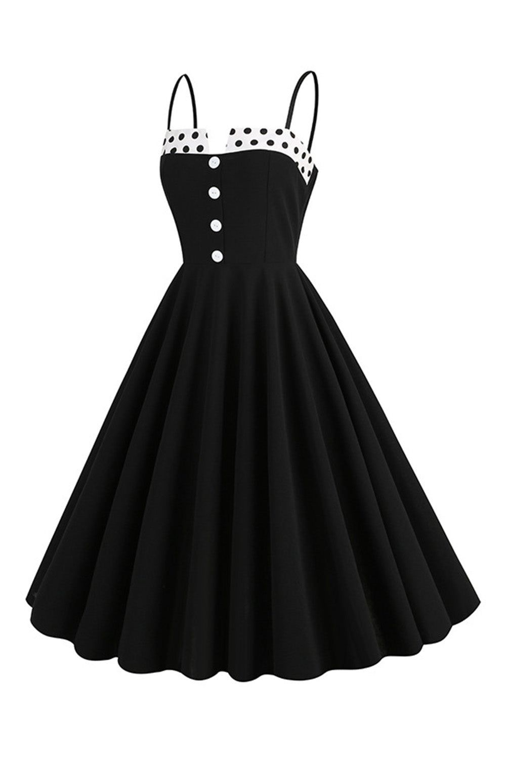 Black Spaghetti Straps 1950s Dress With Sleeveless sold by Zapaka product image thumbnail 3