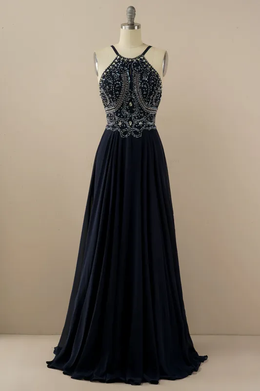 Halter Beaded Backless Prom Dress sold by Zapaka