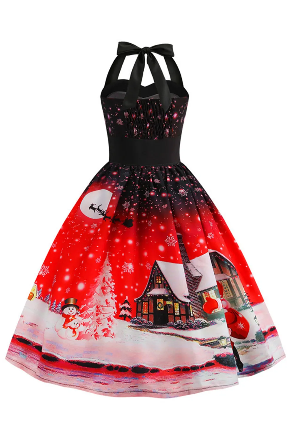 Red Christmas Halter 1950s Dress sold by Zapaka product image thumbnail 2