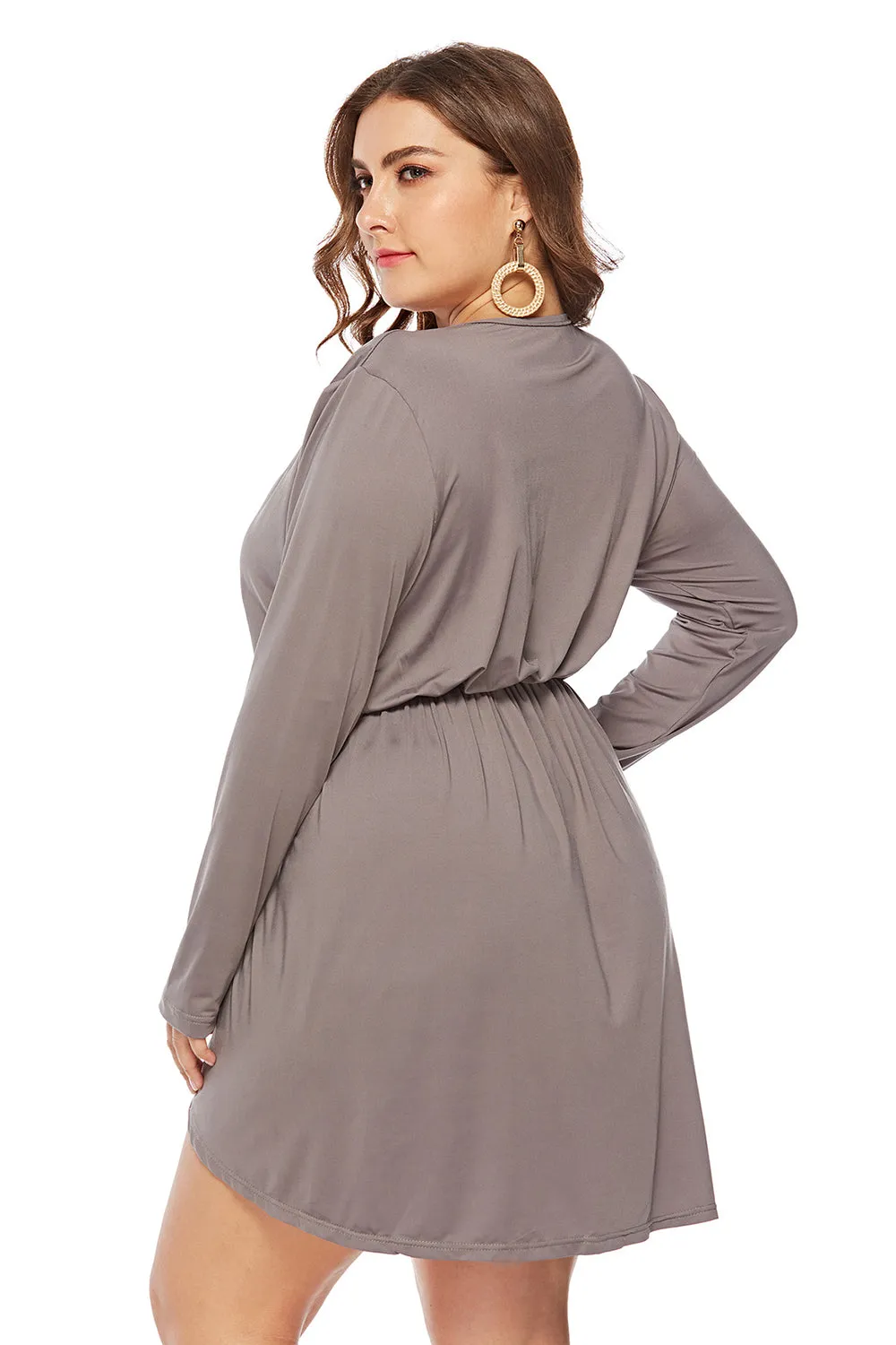 Plus Size Black Wrap V-Neck Party Dress sold by Zapaka product image thumbnail 5