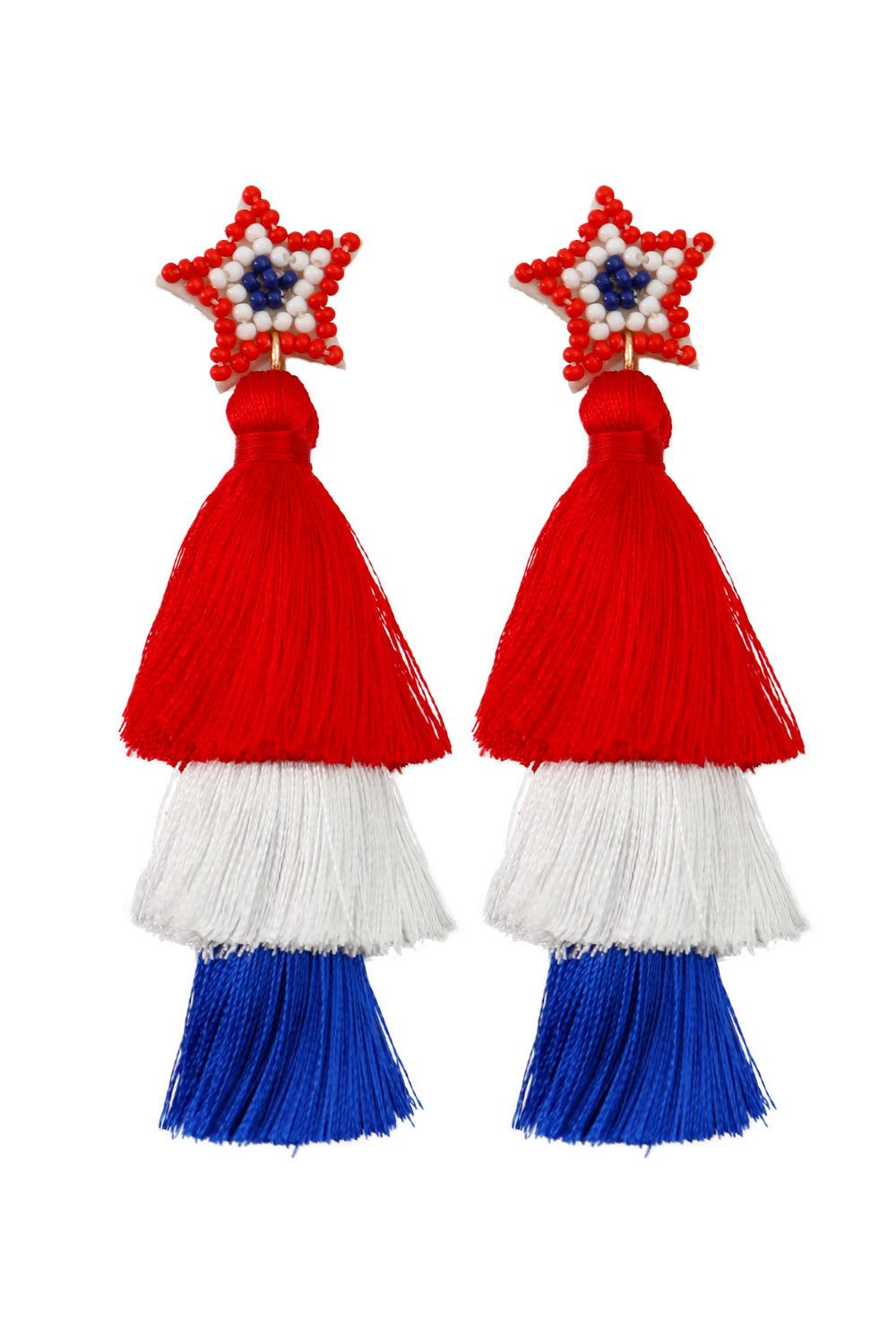 Red Stars Tassel Earrings sold by Zapaka