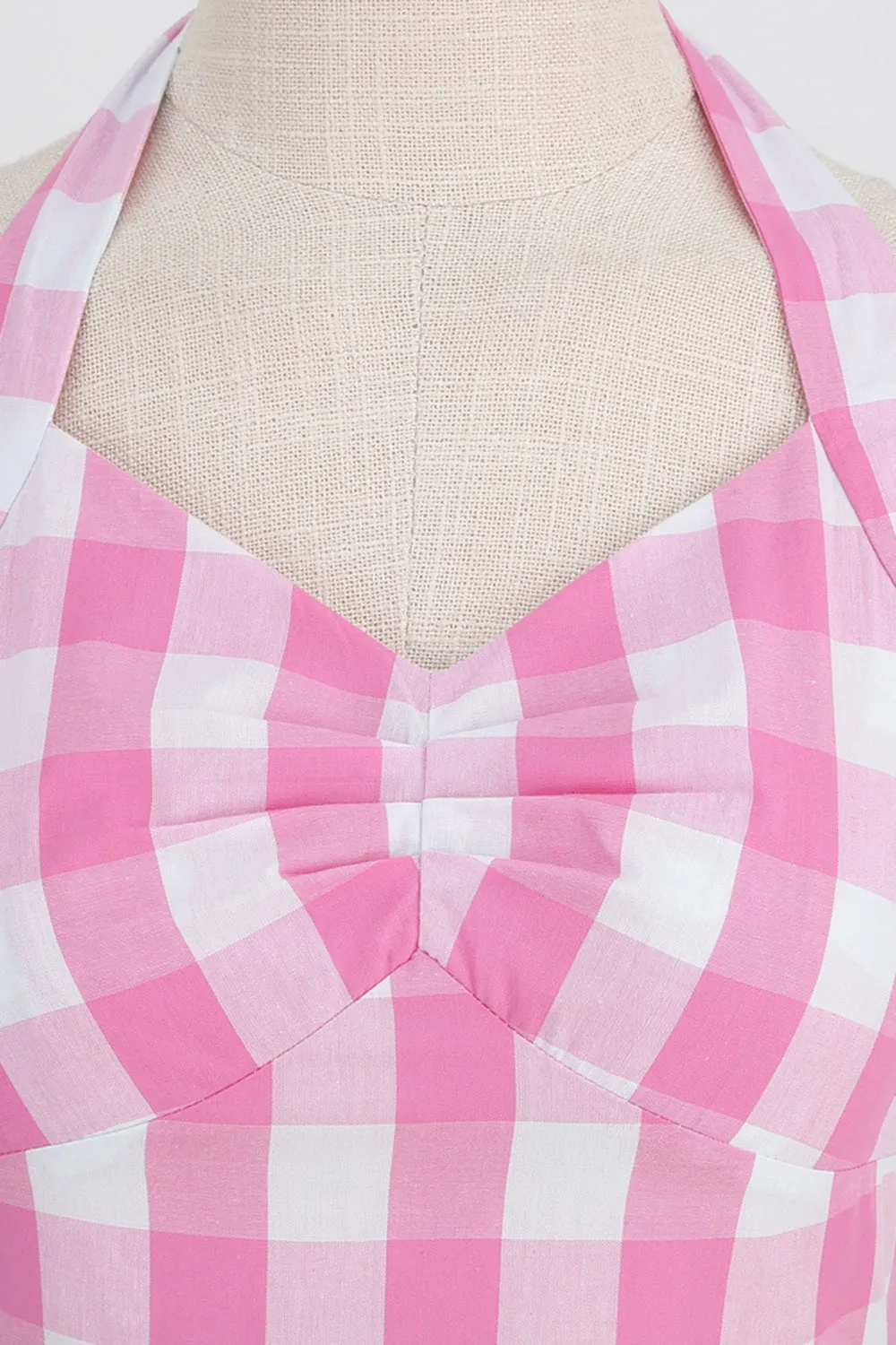 Halter Plaid Vintage Dress with Bow sold by Zapaka product image thumbnail 4