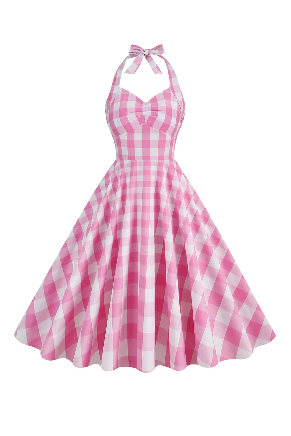 Halter Plaid Vintage Dress with Bow sold by Zapaka