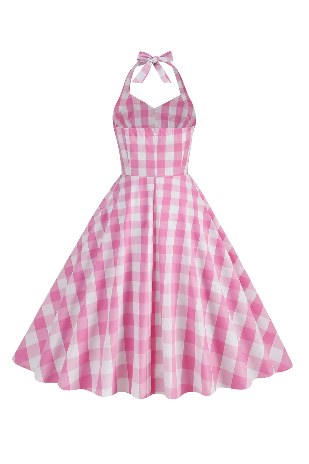 Halter Plaid Vintage Dress with Bow sold by Zapaka product image thumbnail 2