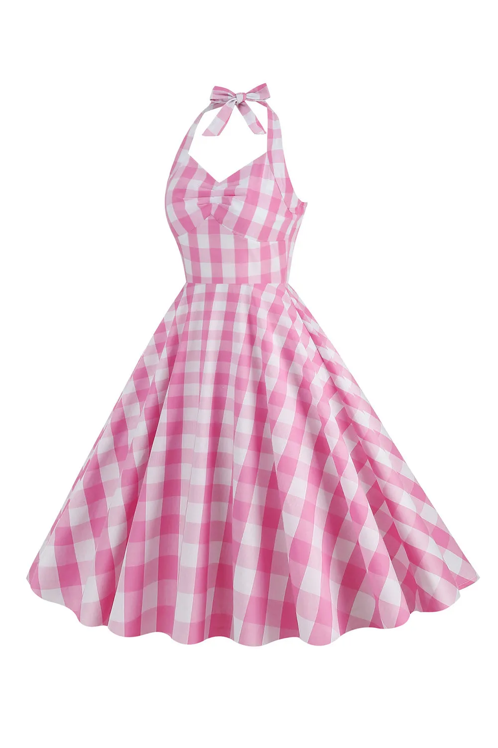 Halter Plaid Vintage Dress with Bow sold by Zapaka product image thumbnail 3