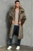 Brown Lapel Neck Long Faux Fur Men Coat sold by Zapaka
