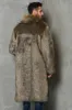 Brown Lapel Neck Long Faux Fur Men Coat sold by Zapaka