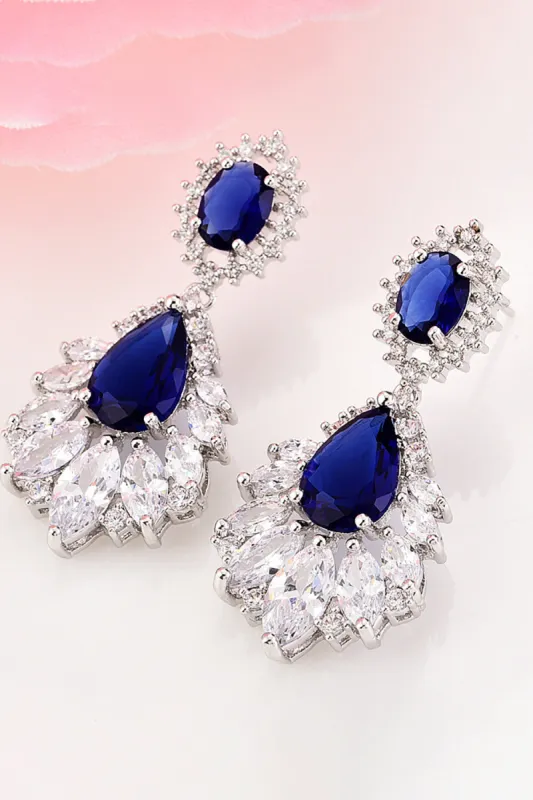 Royal Blue Teardrop Dangle Earrings Party Prom Jewelry sold by Zapaka