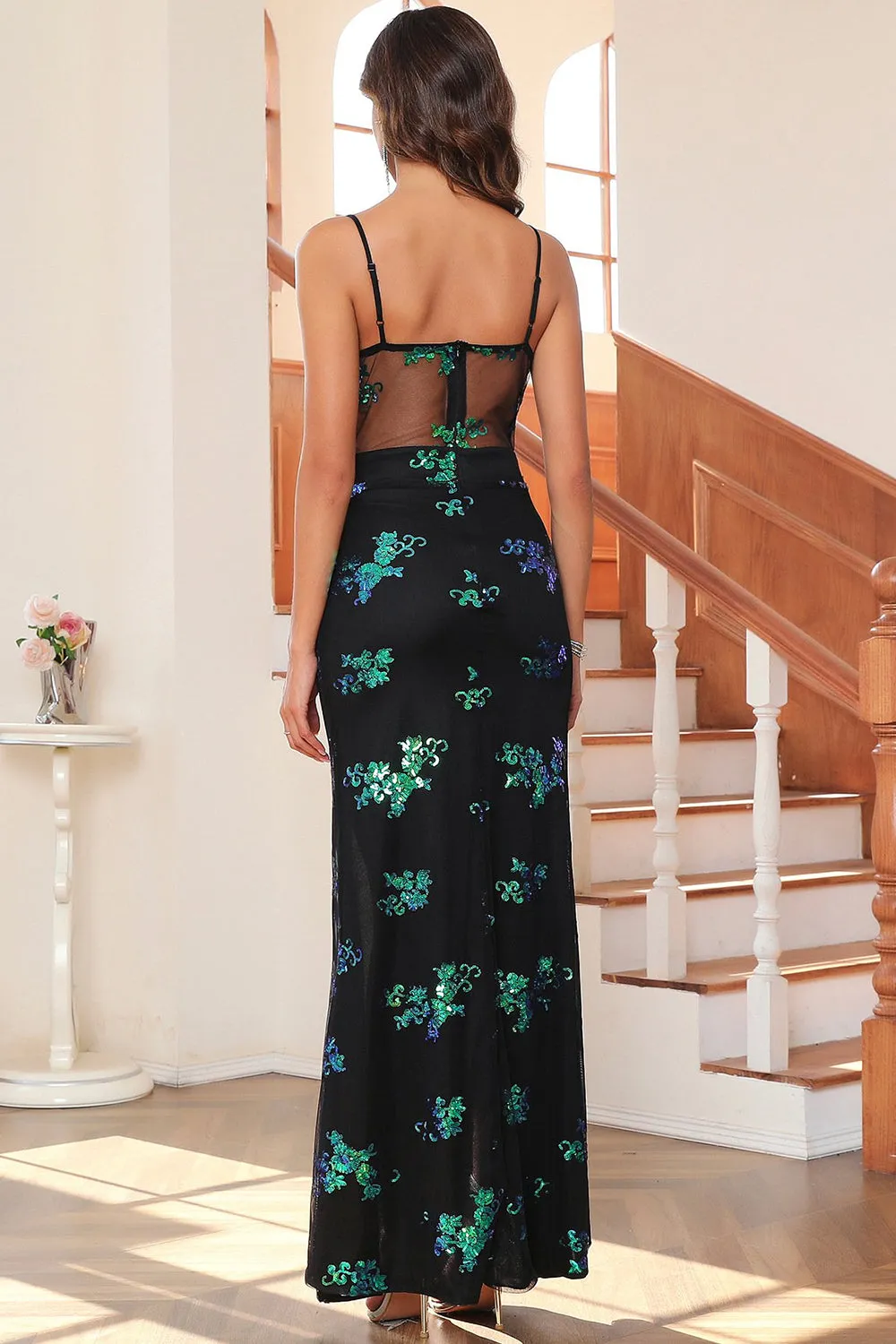 Dark Green Glitter Long Prom Dress with Slit sold by Zapaka product image thumbnail 2