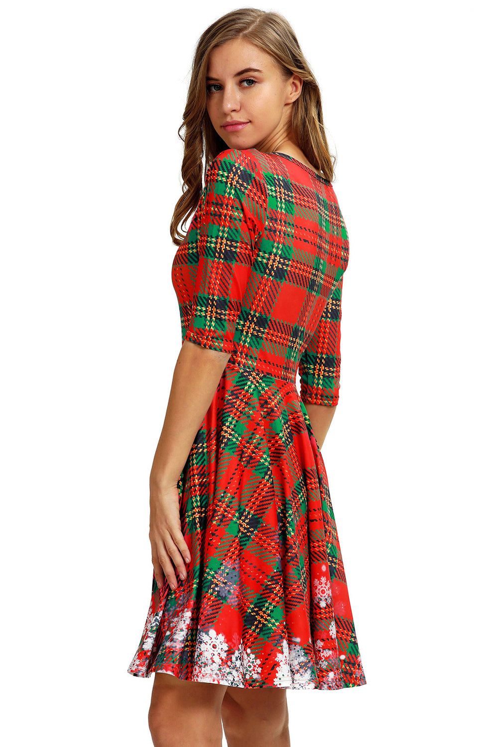 Green Print Christmas Vintage Dress sold by Zapaka product image thumbnail 2