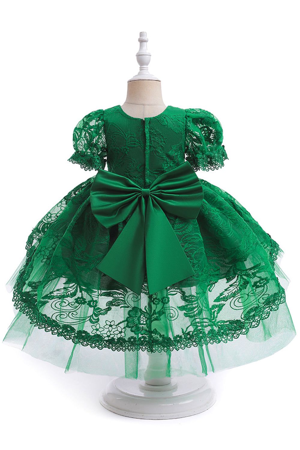 White Tulle A Line Gir Party Dress with Bow sold by Zapaka product image thumbnail 5