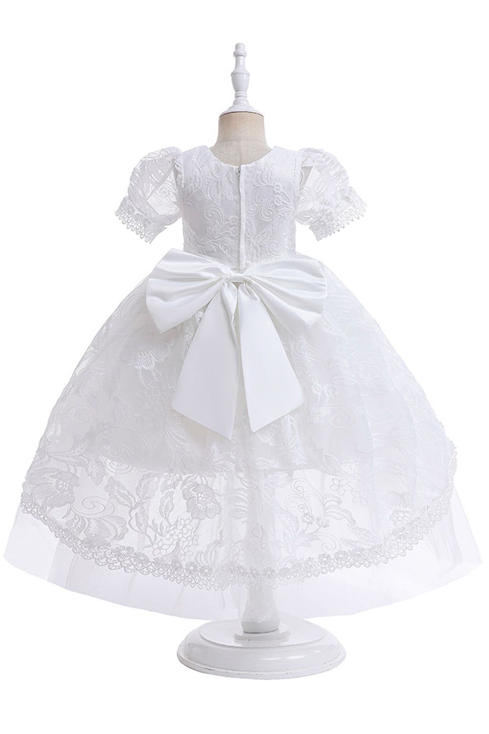 White Tulle A Line Gir Party Dress with Bow sold by Zapaka product image thumbnail 2