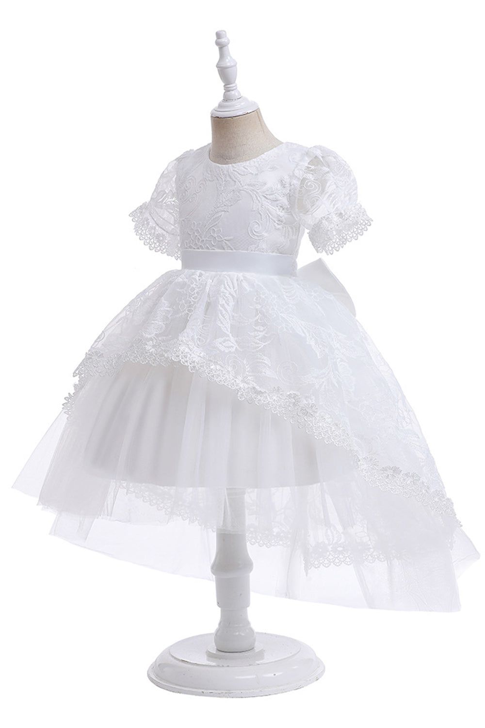 White Tulle A Line Gir Party Dress with Bow sold by Zapaka product image thumbnail 3