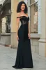 Glitter Off the Shoulder Black Mermaid Long Prom Dress sold by Zapaka