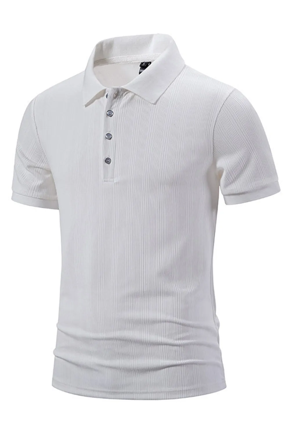 White Knit Cotton Short Sleeves Slim Fit Men's Polo Shirt sold by Zapaka product image thumbnail 3