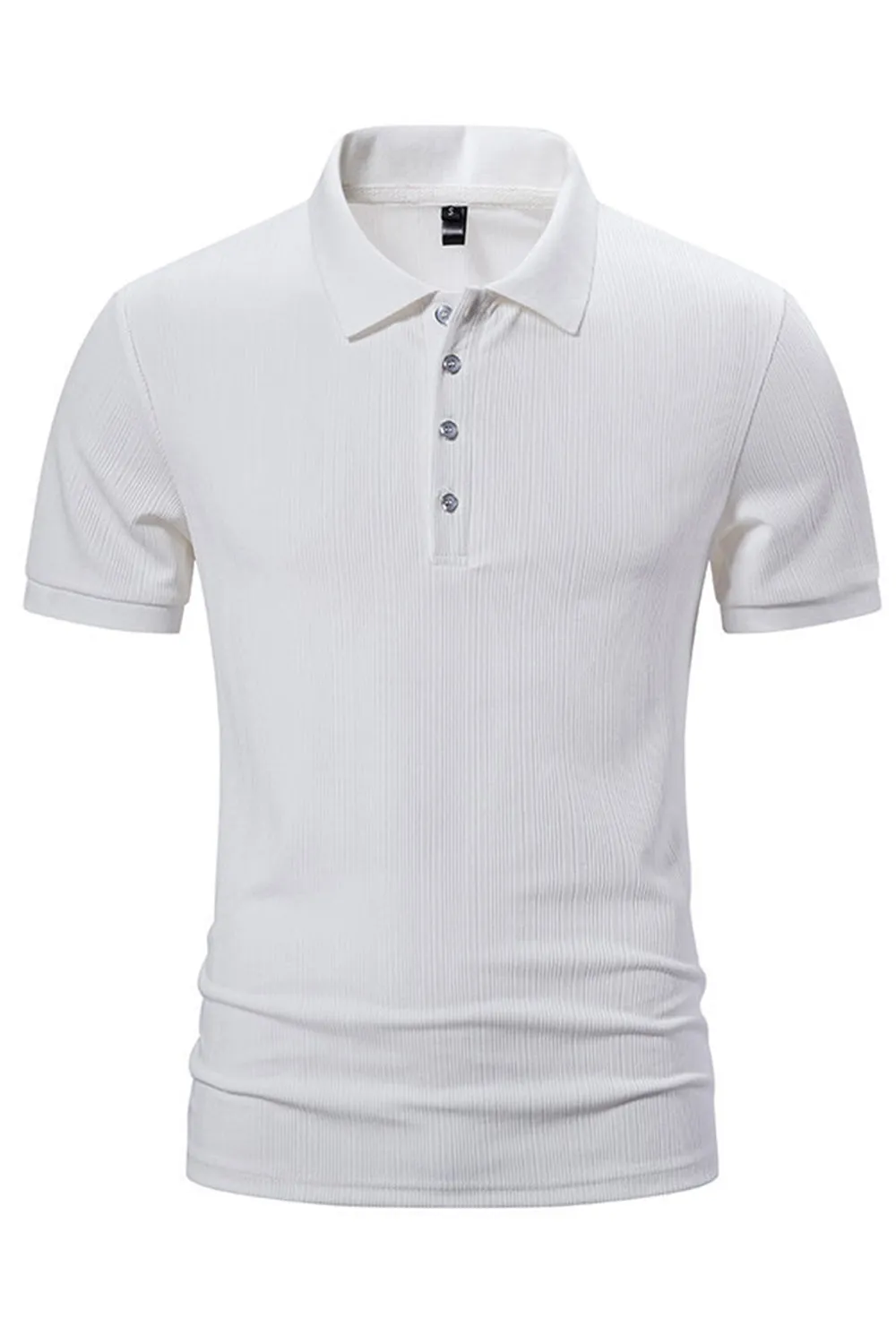 White Knit Cotton Short Sleeves Slim Fit Men's Polo Shirt sold by Zapaka