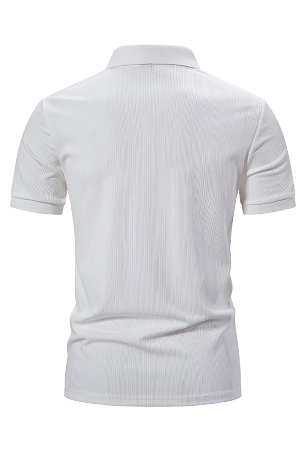 White Knit Cotton Short Sleeves Slim Fit Men's Polo Shirt sold by Zapaka product image thumbnail 2
